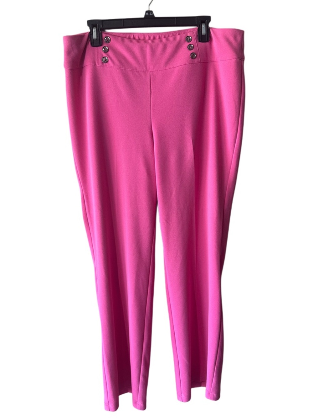 Soho Apparel Bright Pink Trouser Pull-On Pants with Button Detail